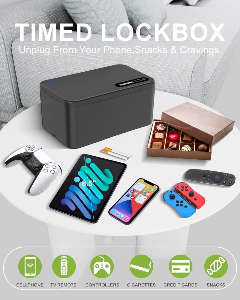 ySky Safe Timed Lock Box, Phone Lock Box with Timer Unplug from Phones,Video Games,Social Media,Snacks&Cravings,Self-Control Lockable Storage Box, Phone Locker Time Locking Container for Better Habits - Image 2